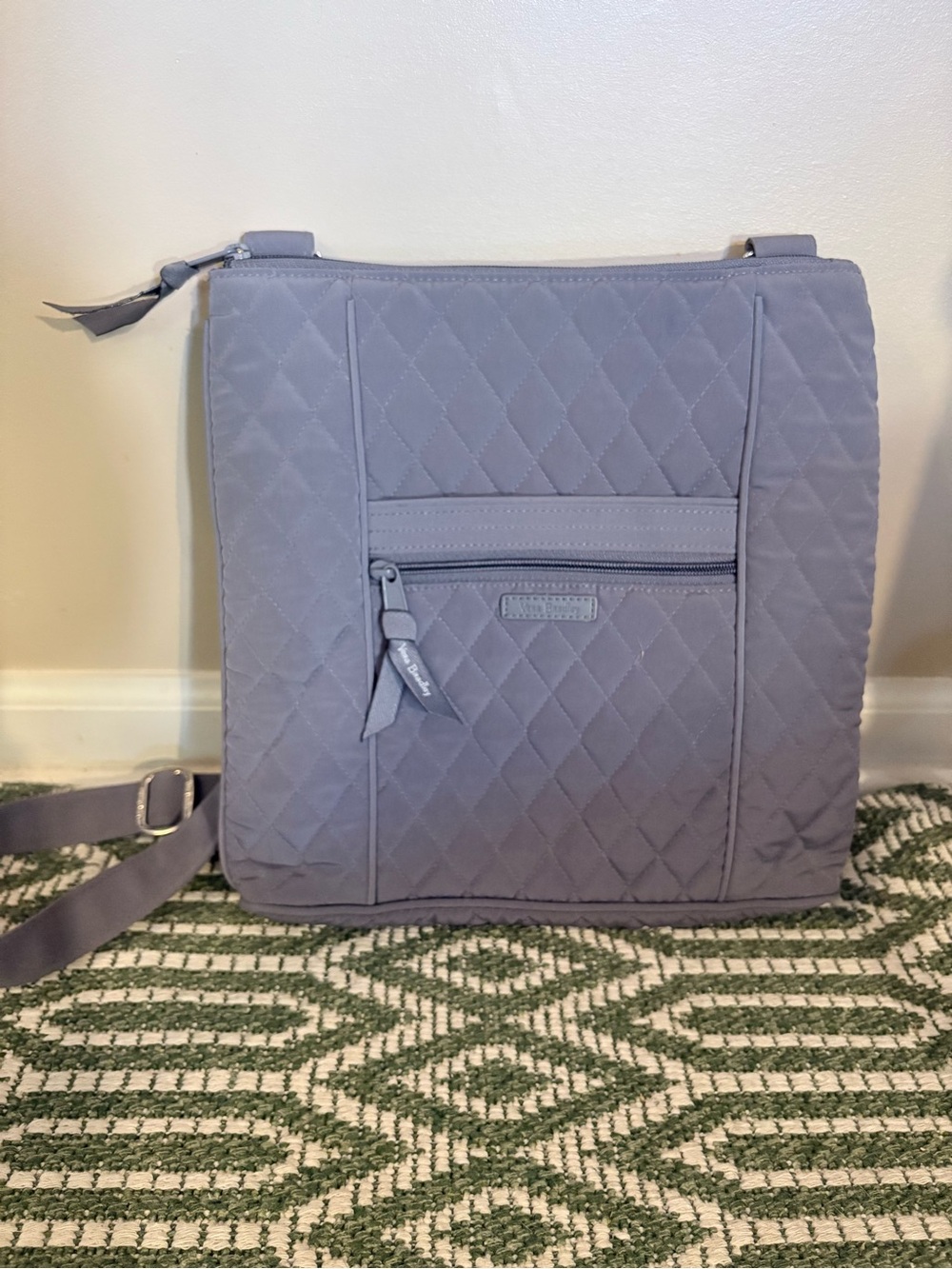 Quilted Crossbody Bag in Light Gray